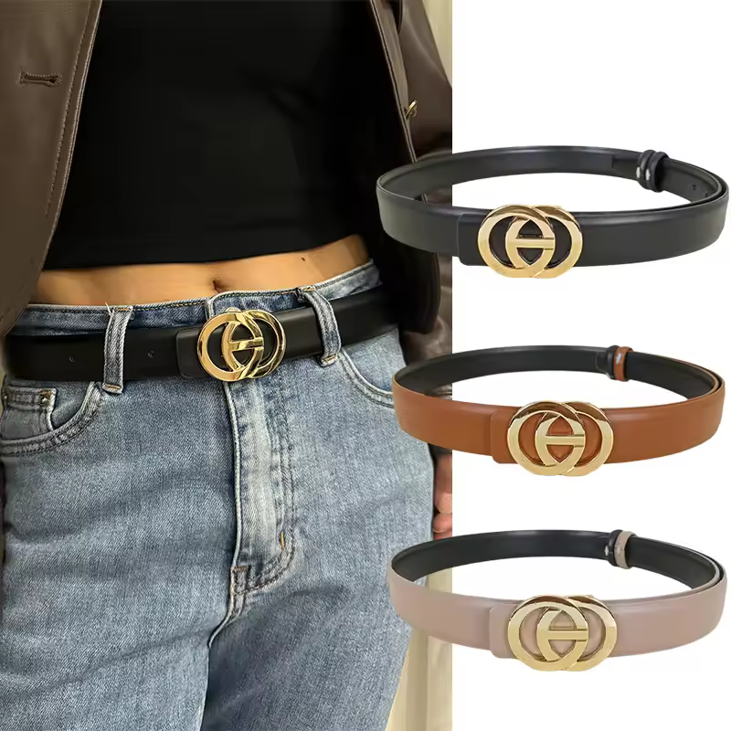 Designer Belts For Women High Quality Luxury Both Side Genuine Leather Jeans Belt Black All-match Dress Style Camel Belt