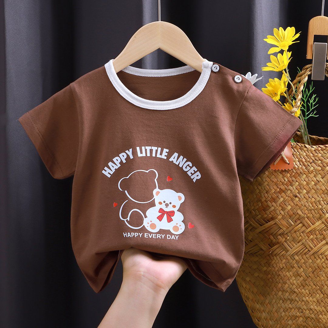 Wholesale Cartoon Typography Tee Colorful Toddler Shirt