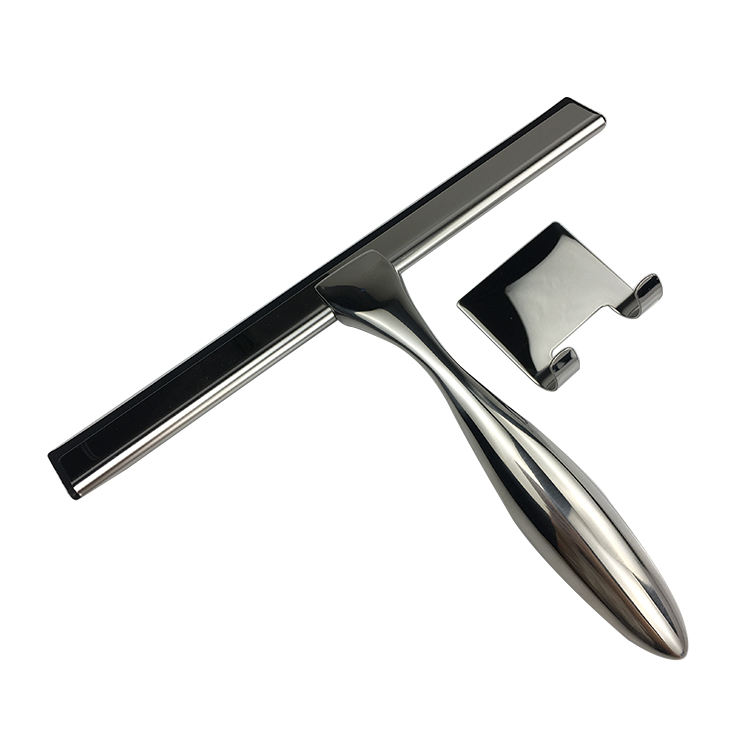 Customized Color Stainless Steel Shower Glass Cleaner Squeegee New Window Cleaning Product with Metal Hook Bathroom Accessories