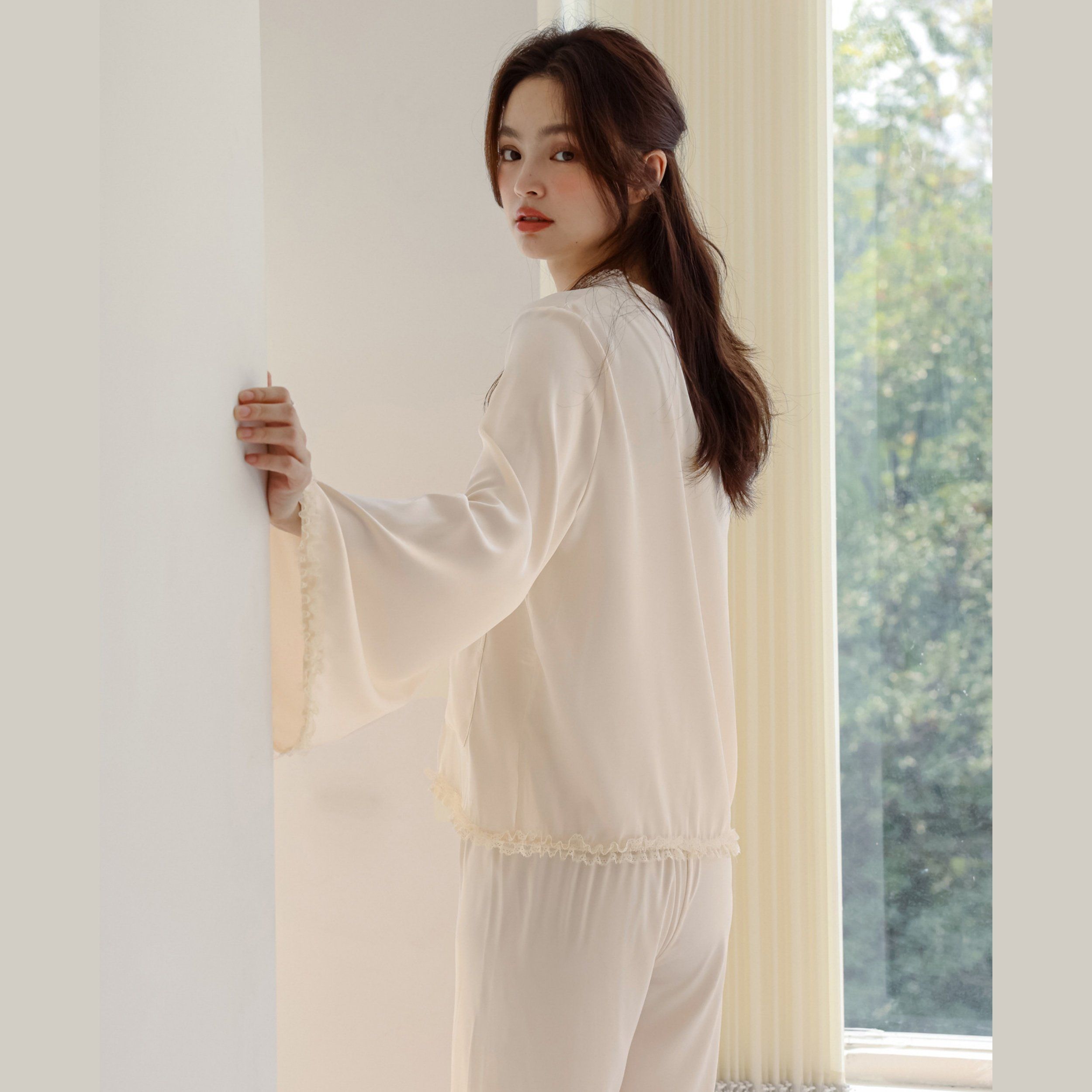 Customizable Women's Fall Viscose Pajama Set-Relaxed Fit Long Sleeve & Pants Loungewear