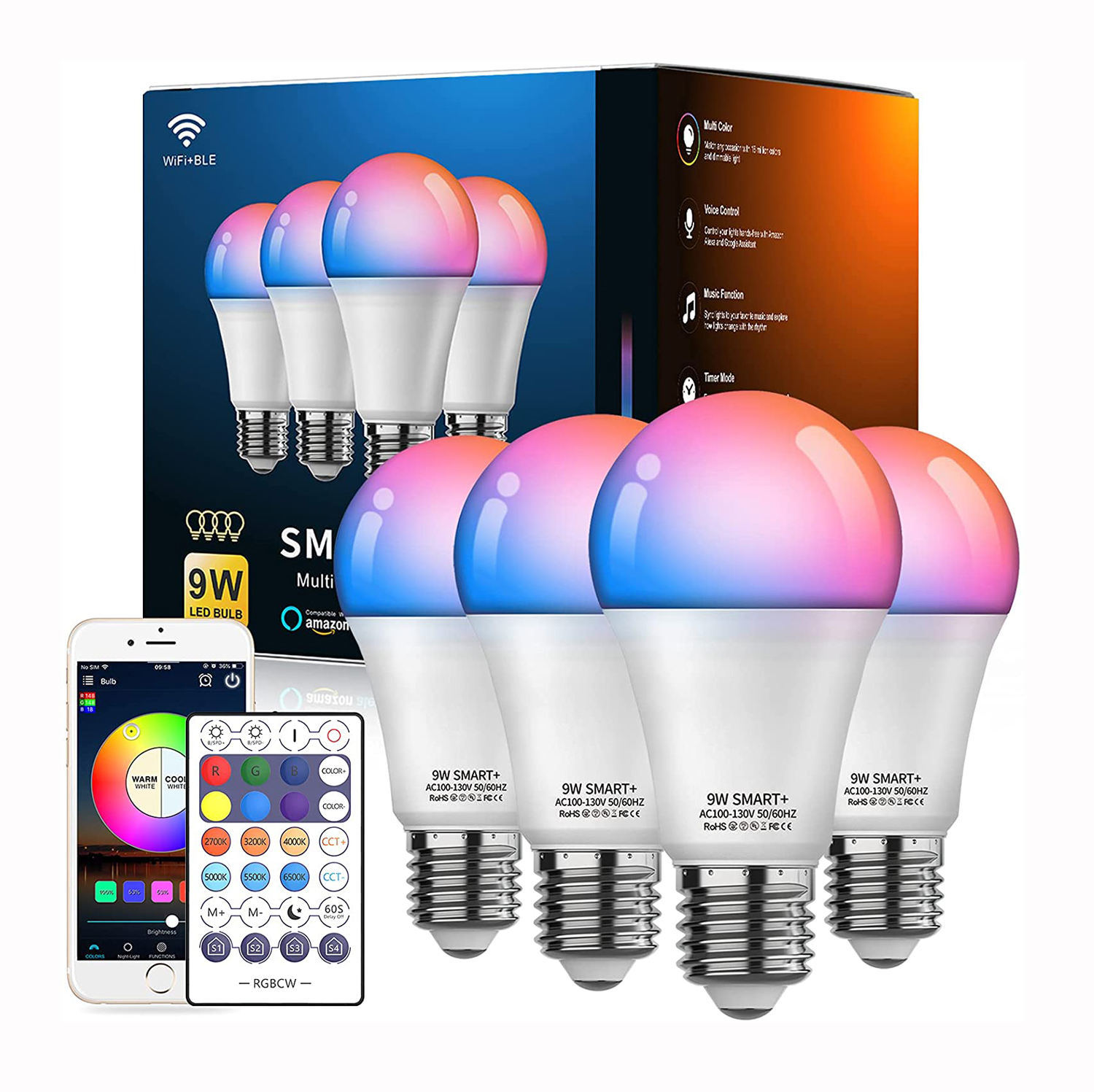 Multicolor Musisc Light Alexa Google Compatible Smart Light Bulb