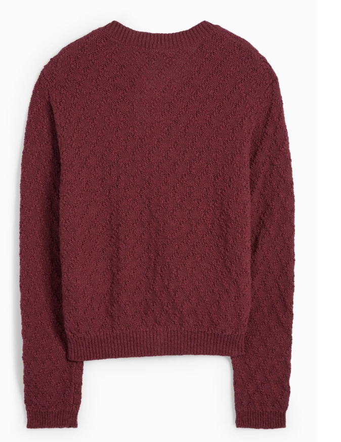 Premium Collection Women's Knit Top Cardigan with Texturised Textile Surface Woven Pattern