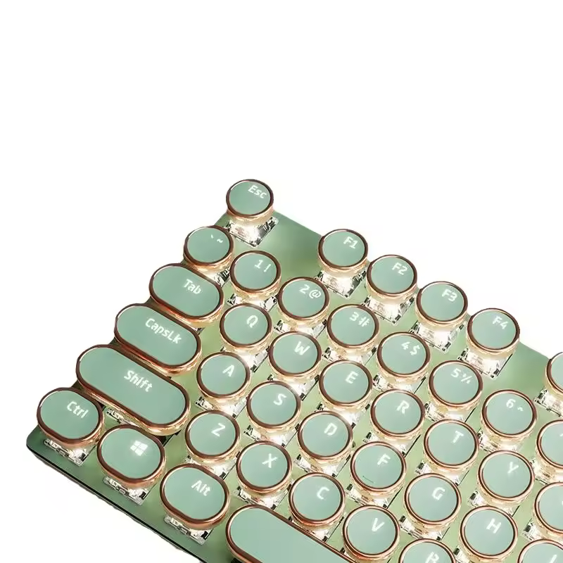 New Retro Typewriter Mechanical Gaming Keyboard Rgb Backlit Punk Keycaps Wireless Usb Type-c Built-in Battery Professional