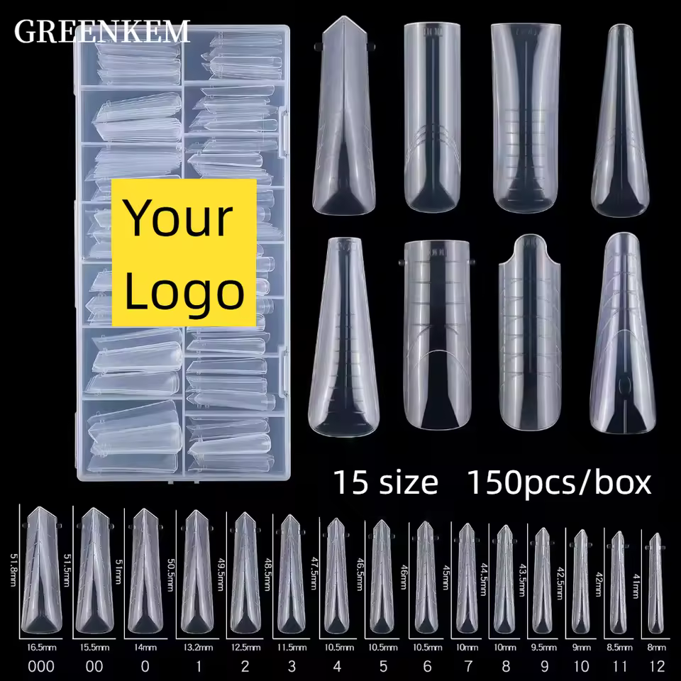 150pcs Pink Blue Full Cover Quick Building Mold Acrylic Top Forms Tips French Dual Nail Form With Edges Inside