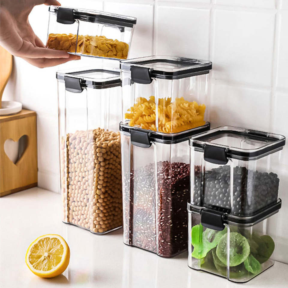 Pet Airtight Dry Plastic Rectangular Food Storage Container