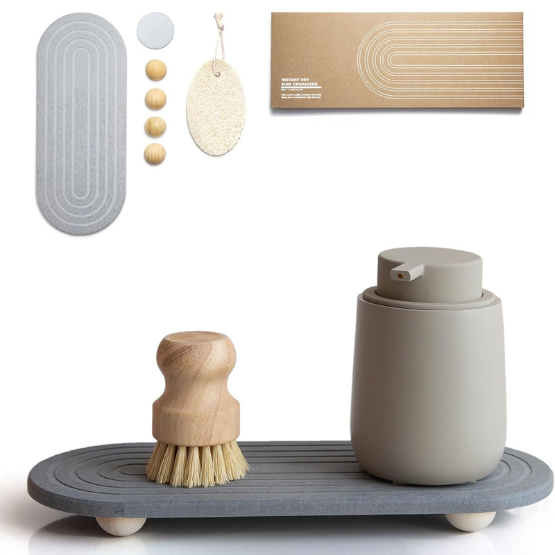 New Eco-Friendly Super Absorbent Heat Resistant Dish Drying Mats Stone Dish Drying Mat for Kitchen Counter Instant Dry Diatomite Water Absorbent for Kitchen