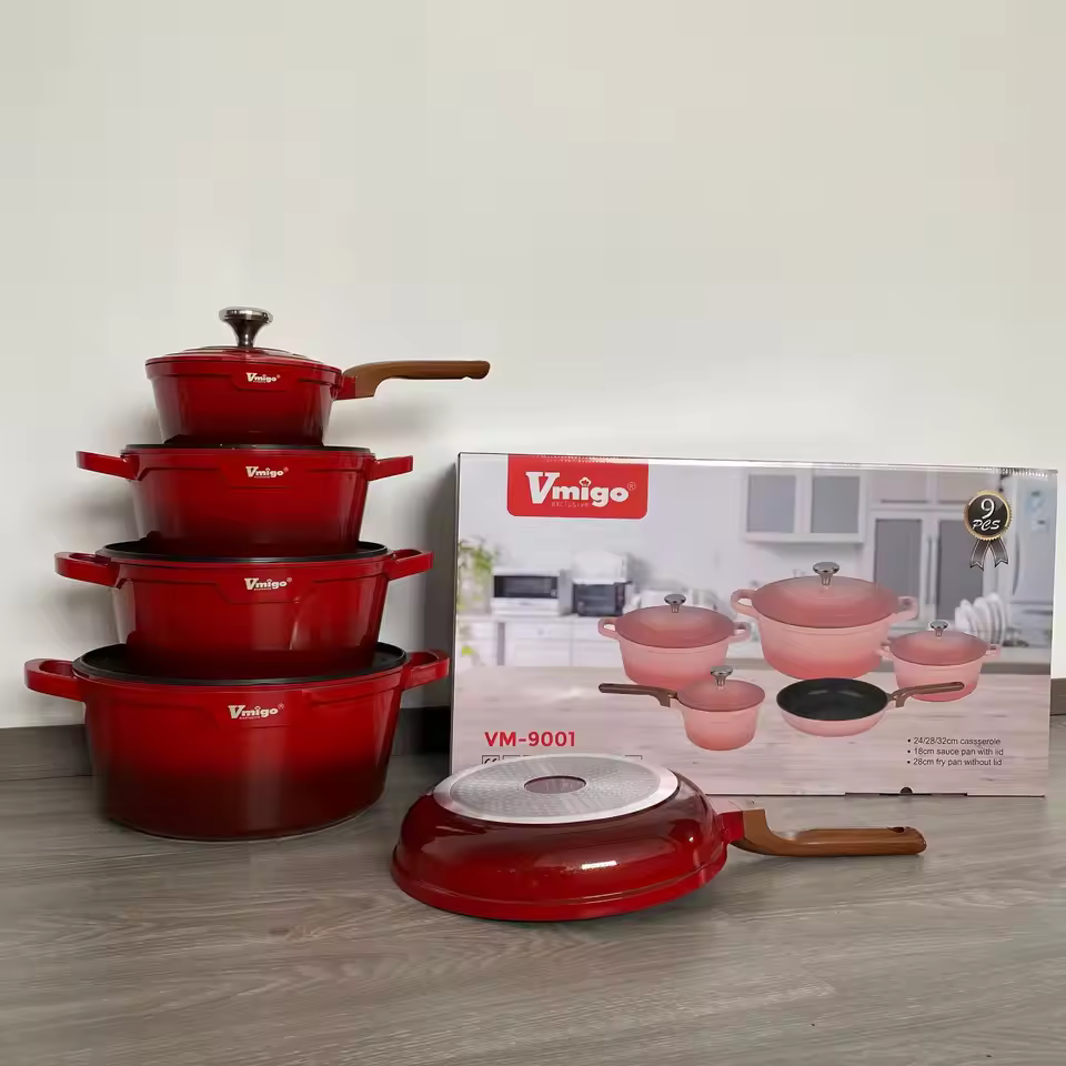 Ready Ship Stock 10pcs Cooking Pot Set Non-stick Cookware Granite New Arrival Home Use Kitchen Accessories Set Cookware