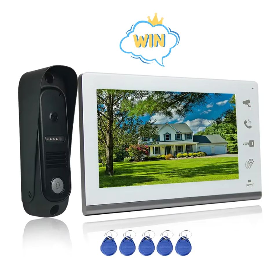 Hot 4 Wired Video Intercom System RFID Unlock 7 Inch Smartphone Screen Night Vision Camera Doorbell Home Door Bell for Villas