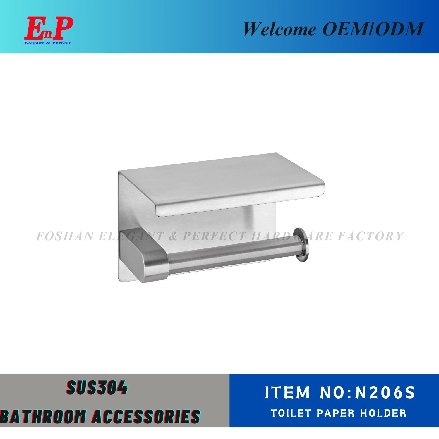 Enp Stainless Steel Paper Holder with Shelf Brushed Nickel Toilet Paper Holder