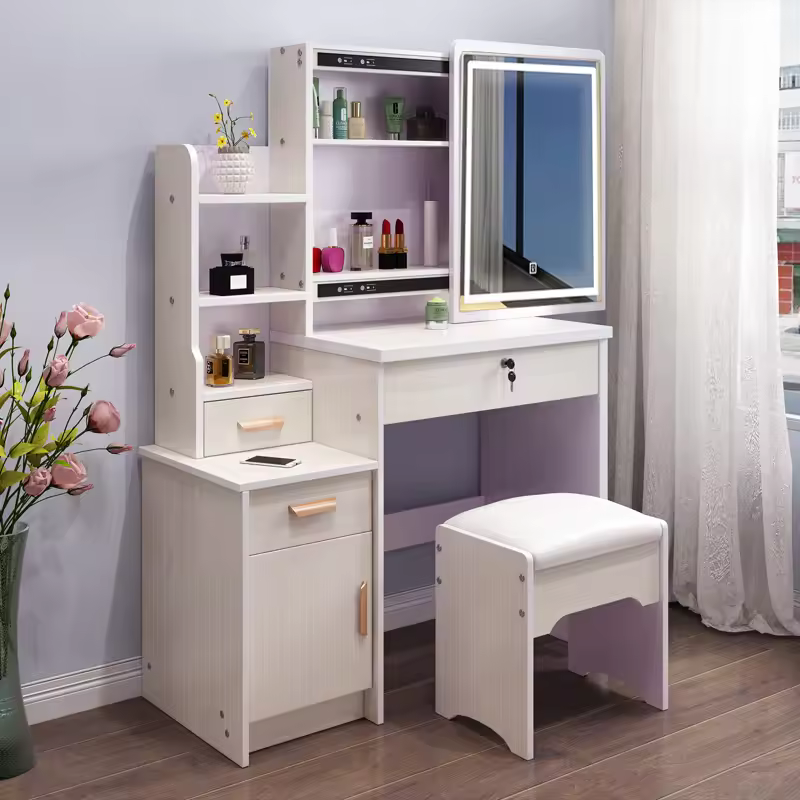 Dressing Table Modern Simple Make Up Table Bedroom Furniture Has Lots Of Storage Space With Mirror