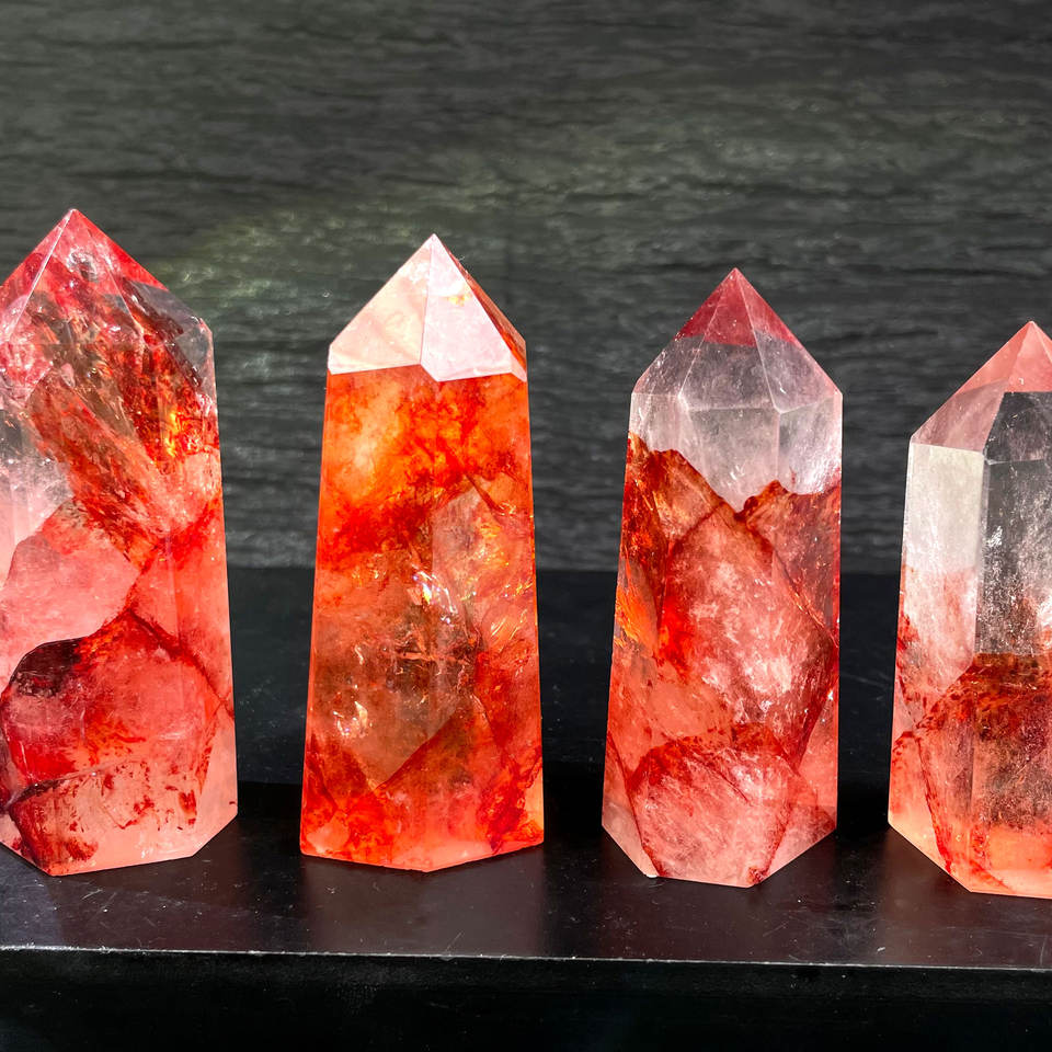 Factory Price High Quality Crystal Crafts Red Fire Quartz Point Tower for Home Decoration