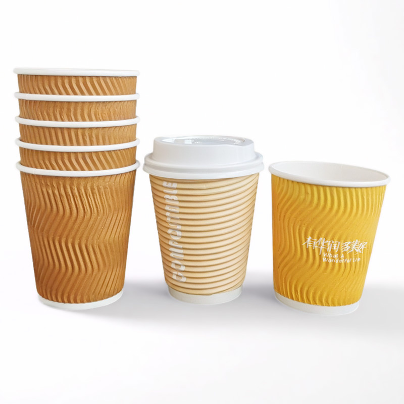 Best Price Ripple Wall Disposable Paper Cup with Embossed Lid for Hot Coffee