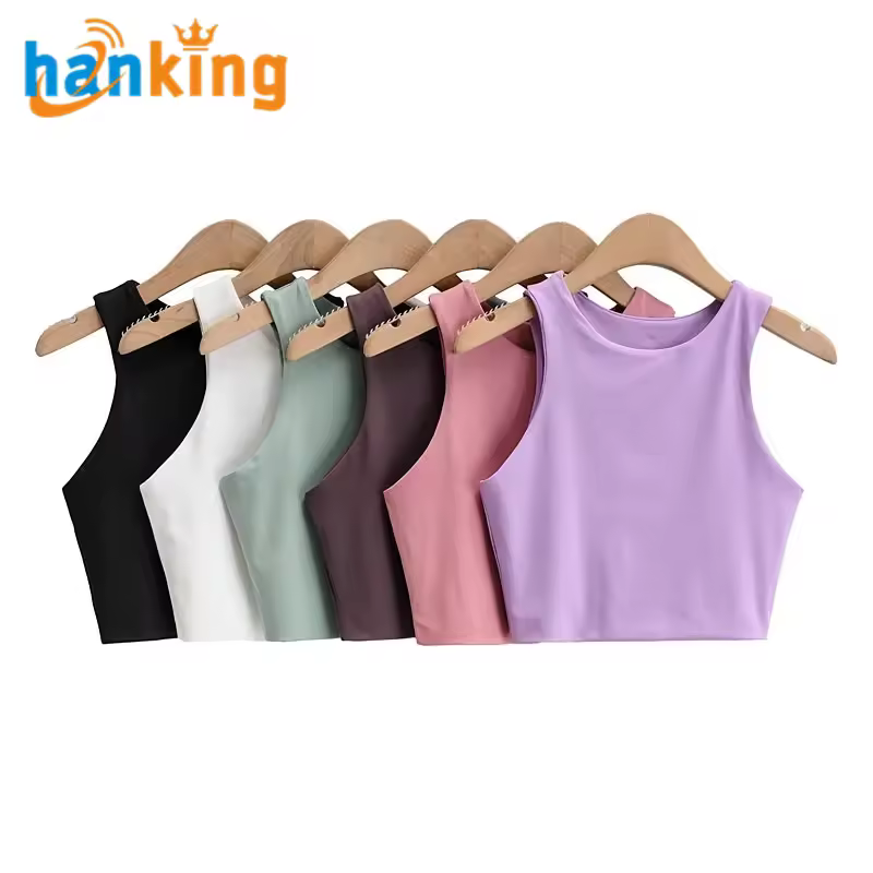 Ehanking Women Sexy Slim Tops O-neck Sleeveless Ladies Good Quality Double Nylon Tank Tops Summer Fashion Ladies Clothing Vest