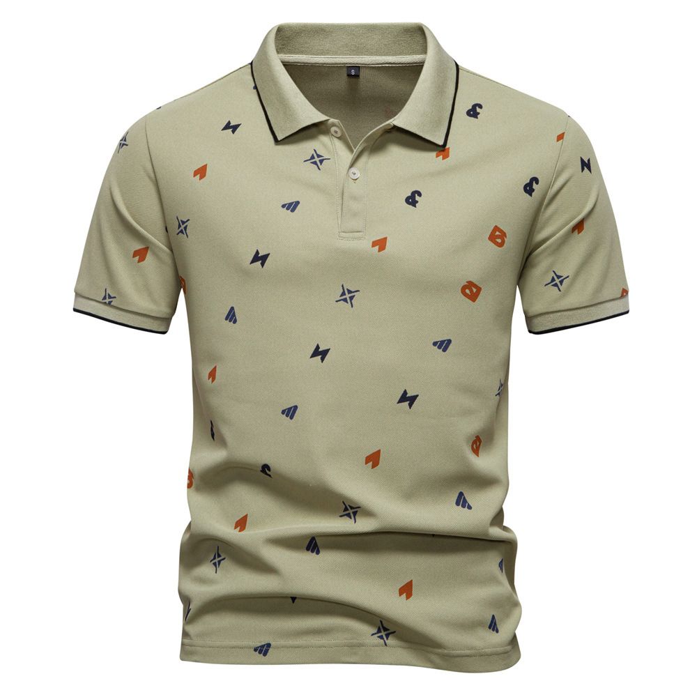 Casual Stylish Short-Sleeved Polo Shirt with Colorful Graphic Prints