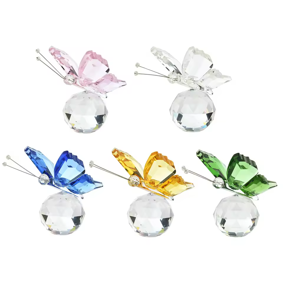 Factory Wholesale Latest Design Different Colors Crystal Crafts Butterfly Model For Wedding Gift