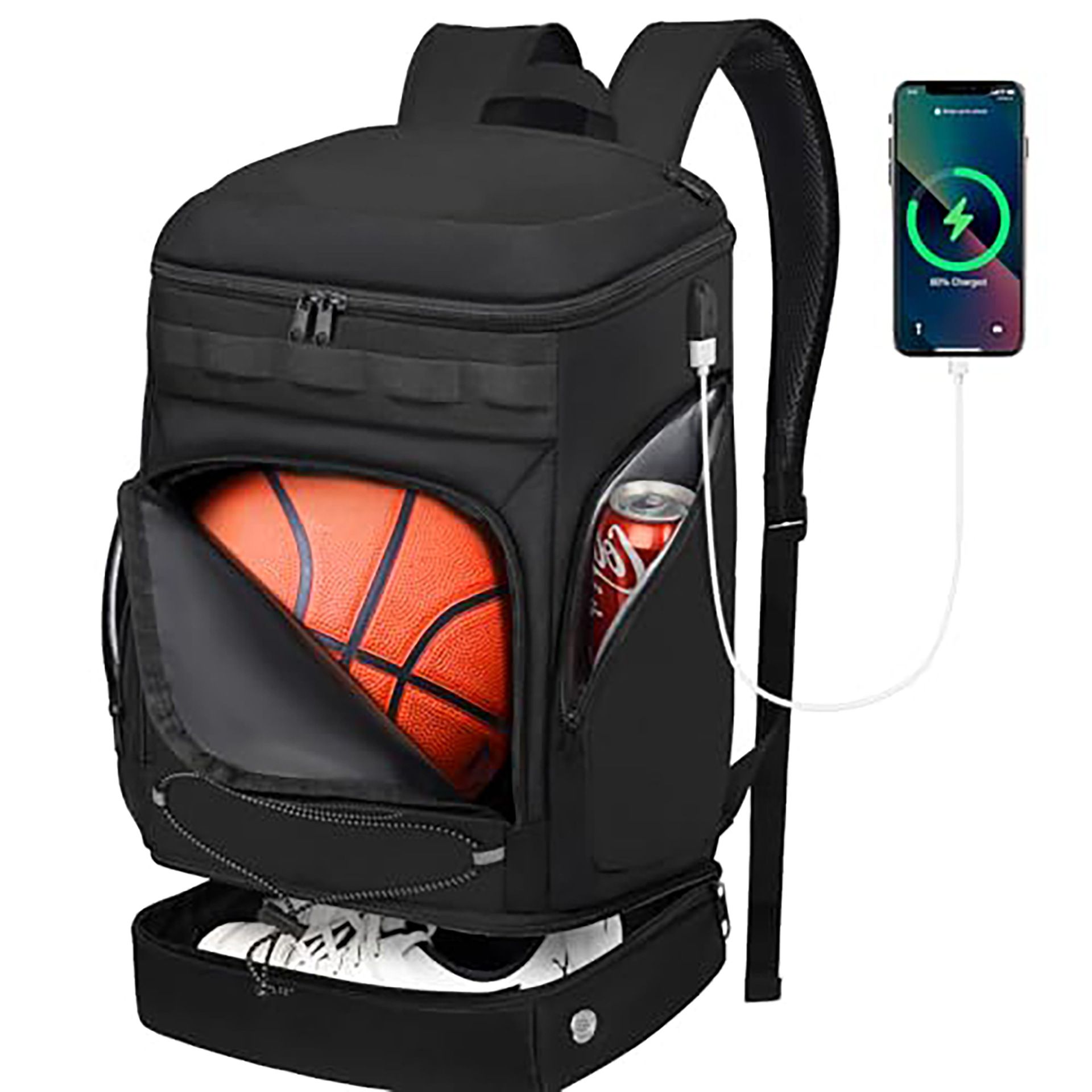 Factory Price Basketball Bags Sports Shoulder Bags Men's Student Backpacks Football Bag with Independent Shoes Compartment