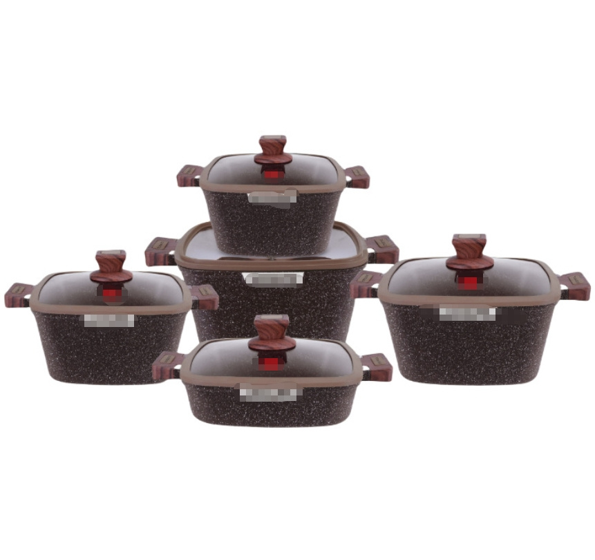 Cheap 10PCS Die Casting Square Aluminium Ceramic Coating Nonstick Cooking Pots