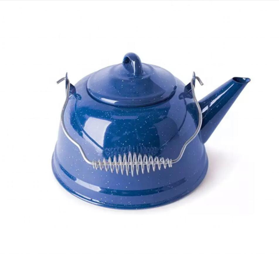 Enamel Kettle Camping Teapot Coffee Pot 2.5L Whistling Kettle Teapot Camping Kettle Lightweight Pot for Trips Hiking Cooking Home Office