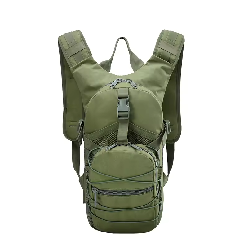 Outdoor Tactical Hydration Backpack With Waterproof Water Bladder Zipper Closure External Frame For Water Riding