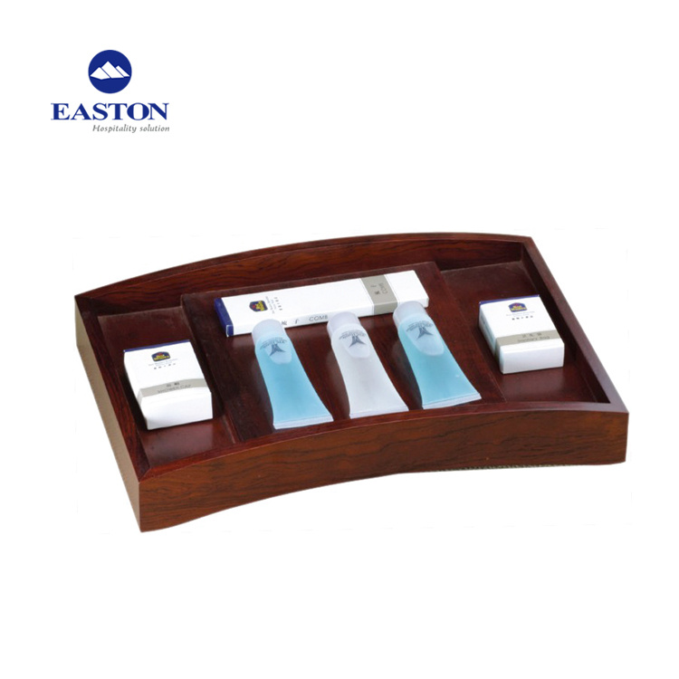 OEM Available Walnut Color Wooden Hotel Amenities Tray