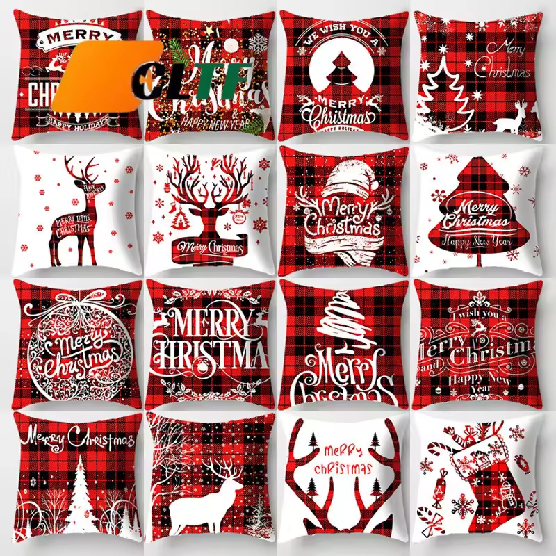 2025 Best Selling Christmas Santa Claus Sofa Decorative Cover With Zipper Christmas Home Cushion Cover Pillowcase Pillow Case