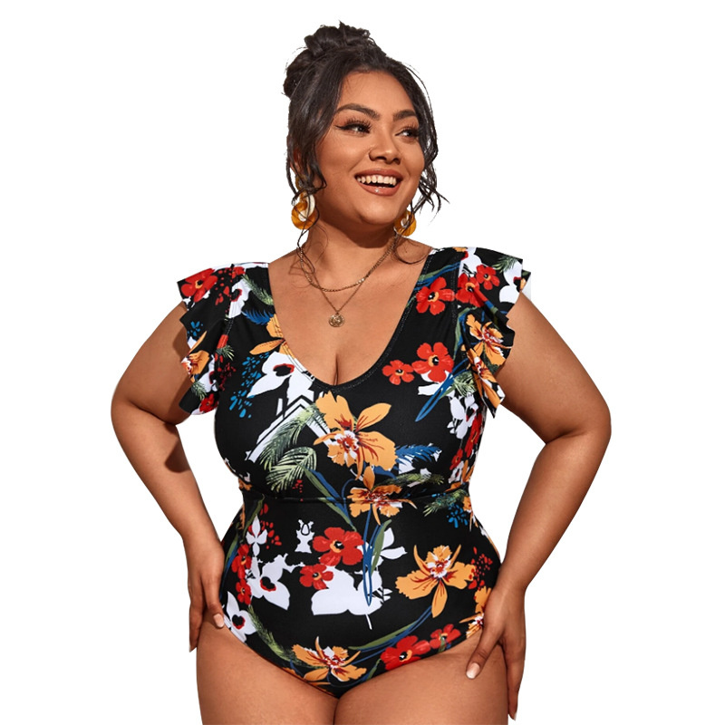 Oversized One-Piece Bikini All-Over Print Swimsuit