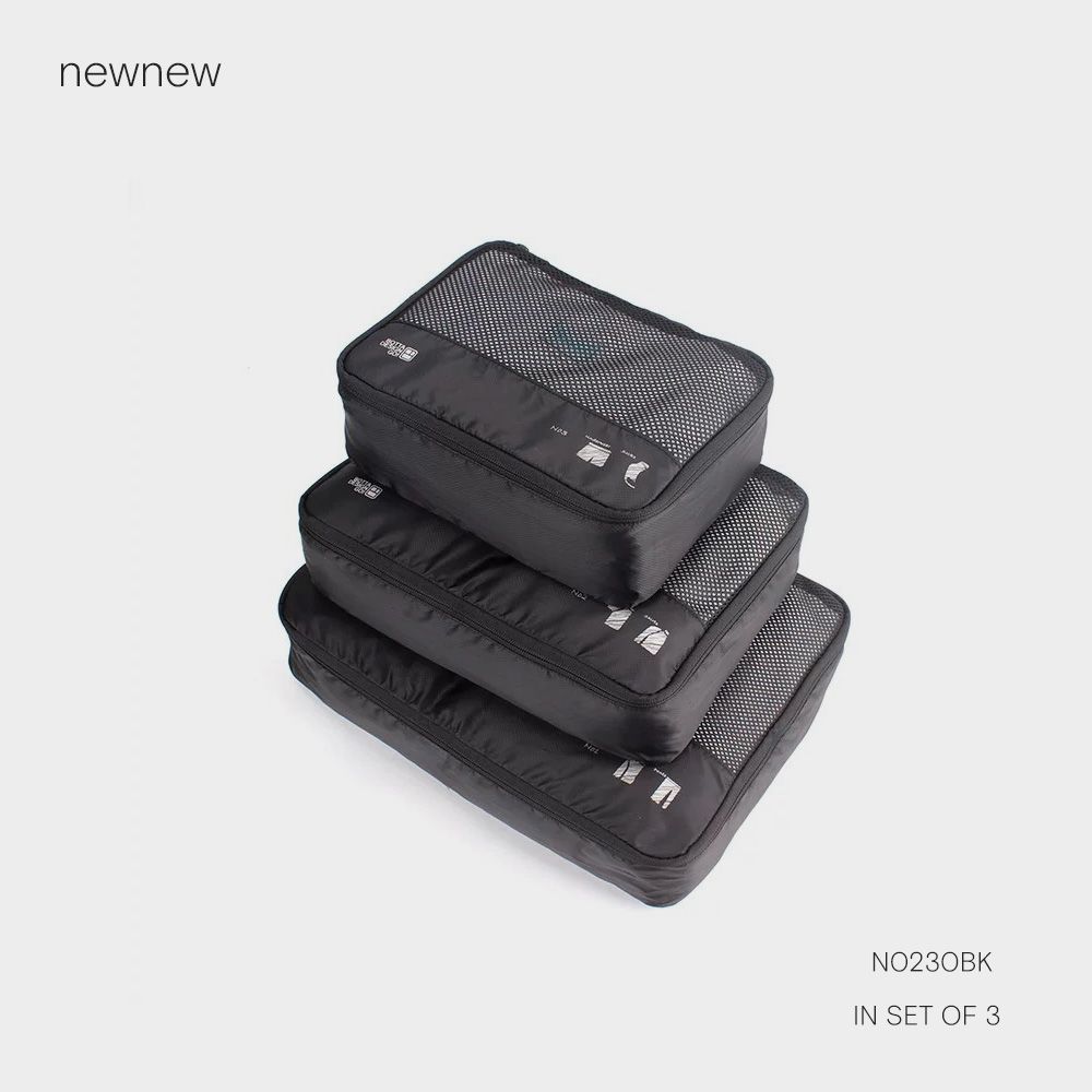 3 Piece Packing Cubes with Double Zipper and Mesh Top, Travel Organizer Set