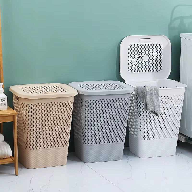 Hot Selling Wholesale Plastic Laundry Bag Standing Type Hamper with Easy-Carry Handle