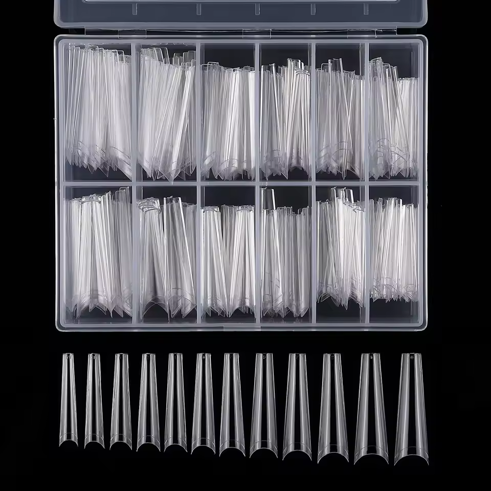 240pcs/box Xxl Extra Long Coffin Full Cover Nail Tips Half Cover Clear/natural Nails Press On Acrylic Salon Supply False Nails