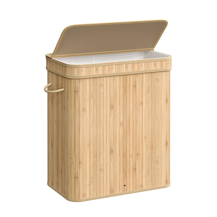 100L Foldable Collapsible Bamboo Laundry Baskets Hamper Dirty Clothes Storage Organizer