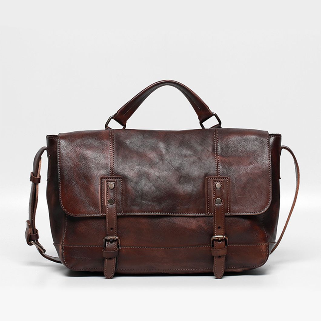 Premium Leather Handbangs Satchel Office Laptop Bag Full Grain Leather Briefcase Messenger for Men and Women Best Large Conductor