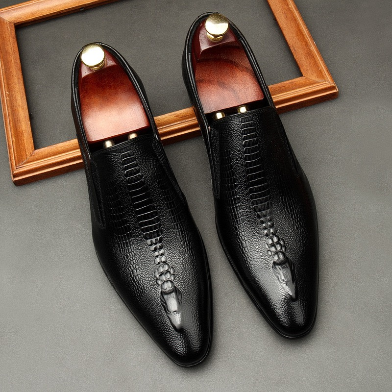 2025 New Trend Elegant Style British Authentic Genuine Leather Men's Cow Leather Dress Shoes Wedding Party Shoes Black
