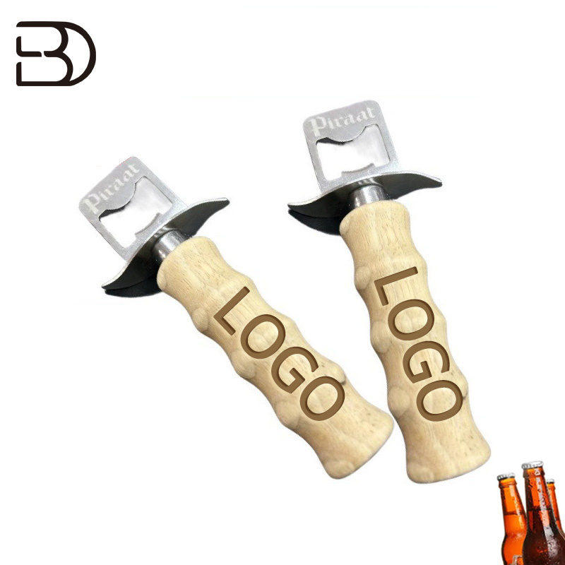 Chef Best Quality Stainless Steel Bottle Opener Can Opener with Wooden Handle Kitchen Utensil