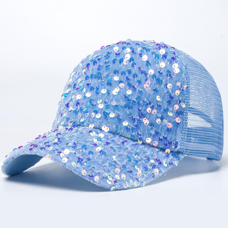 Summer Ladies Sequined Baseball Cap Outdoor Fashion Breathable Mesh Cap Women's Sunscreen Versatile Sun Trendhat