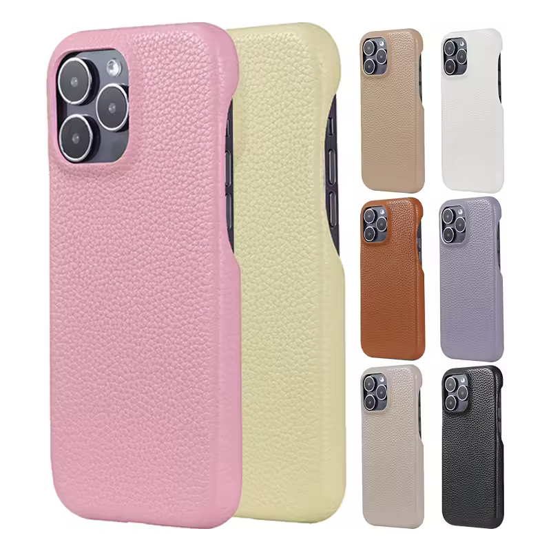 Low Moq Lychee Grain Vegan Leather Phone Case For Iphone 16 Pro Max 15 14 13 12 11 Iphone16 Girly Pu Cellphone Cover Accessories