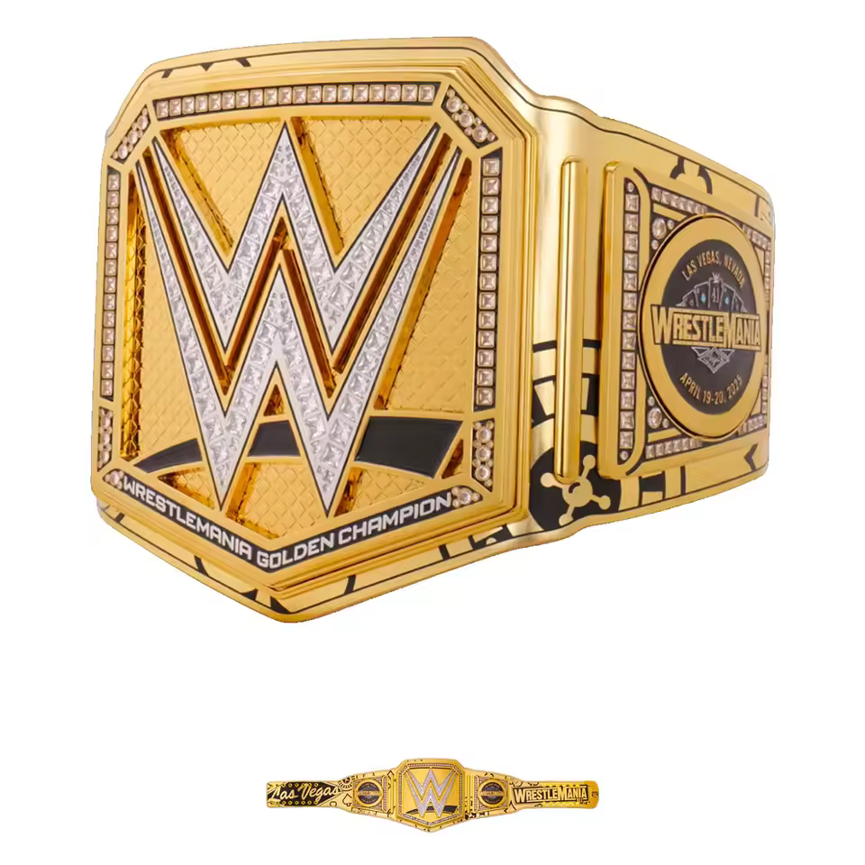 Wrestlemania 40 Golden Championship Xl Gold Rush Custom Design Cow Hide Alloy Comfortable Waterproof Customizable Size Width