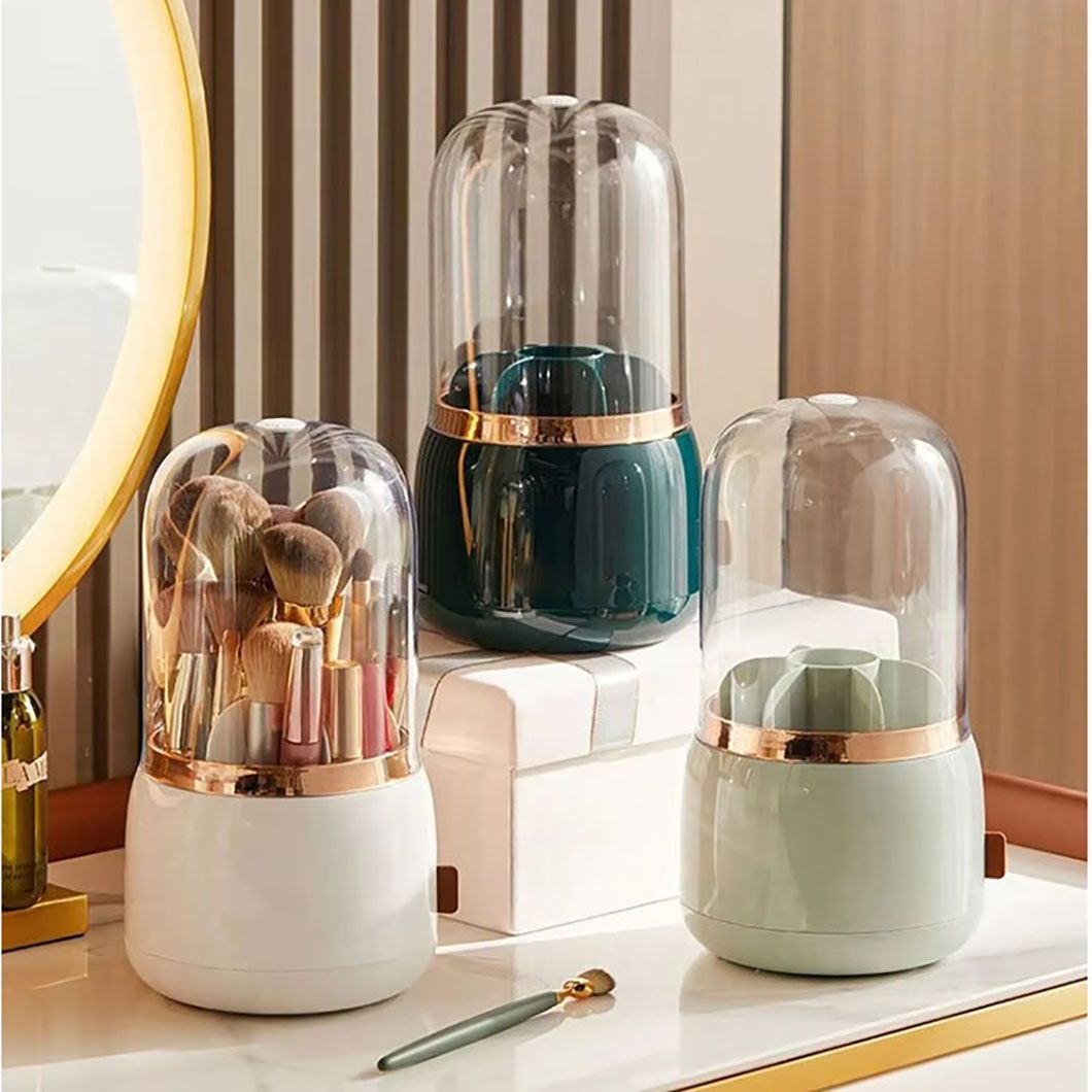 Light Luxury Rotating Makeup Brush Storage Bucket Plastic Organizer Stock