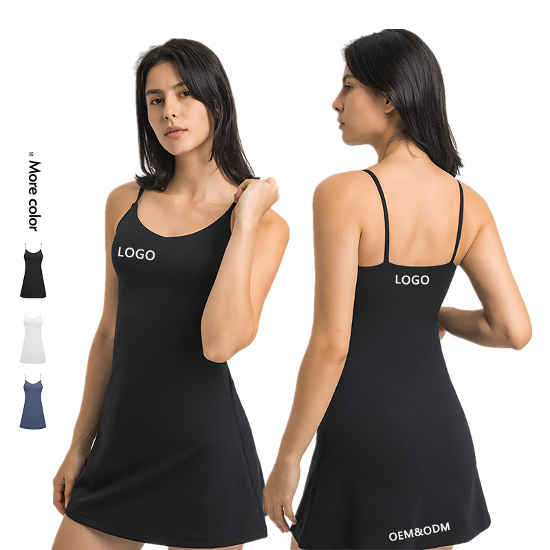 Xsunwing Wholesale Sweat Suits Private Label Women One-Piece Shapewear Tennis Dress Yoga Fitness Breathable Casual Golf Sports Short Skirt