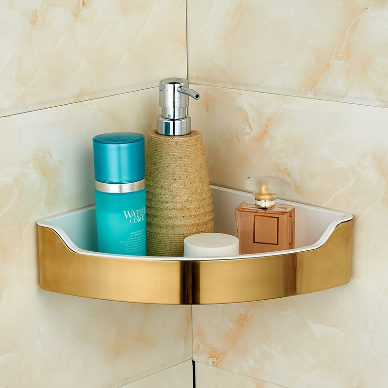 Wall Shelf Gold ABS Wall Mounted Bathroom Corner Shelf