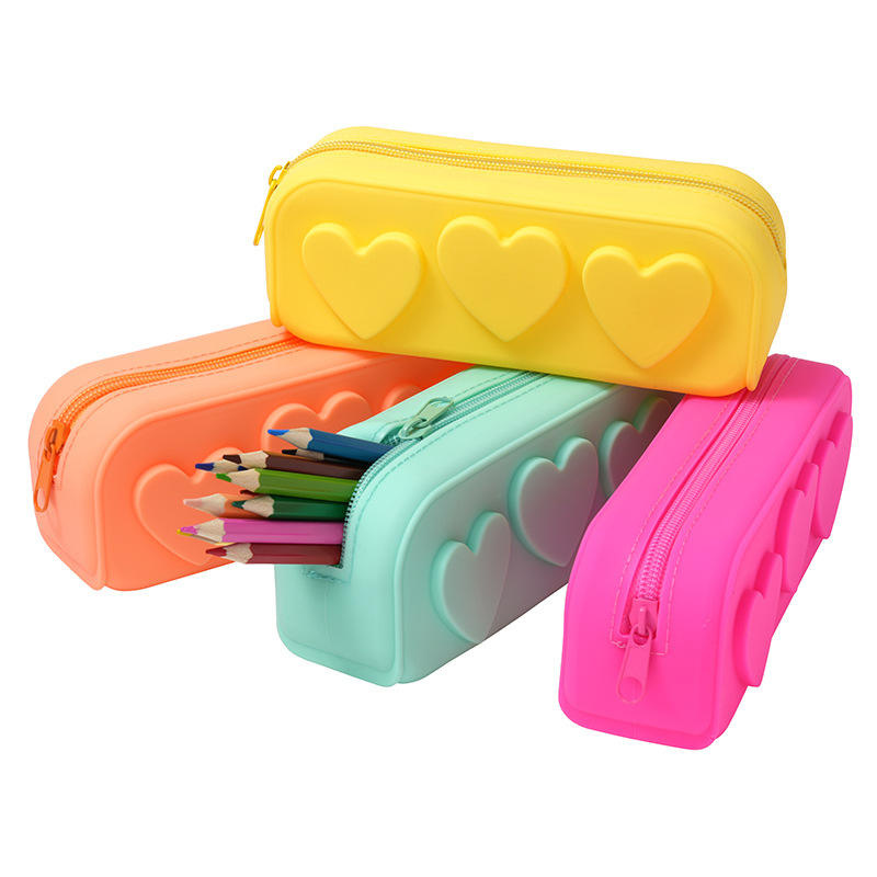 Newest Love Large Capacity Silicone Pencil Bag Student Pencil Bag