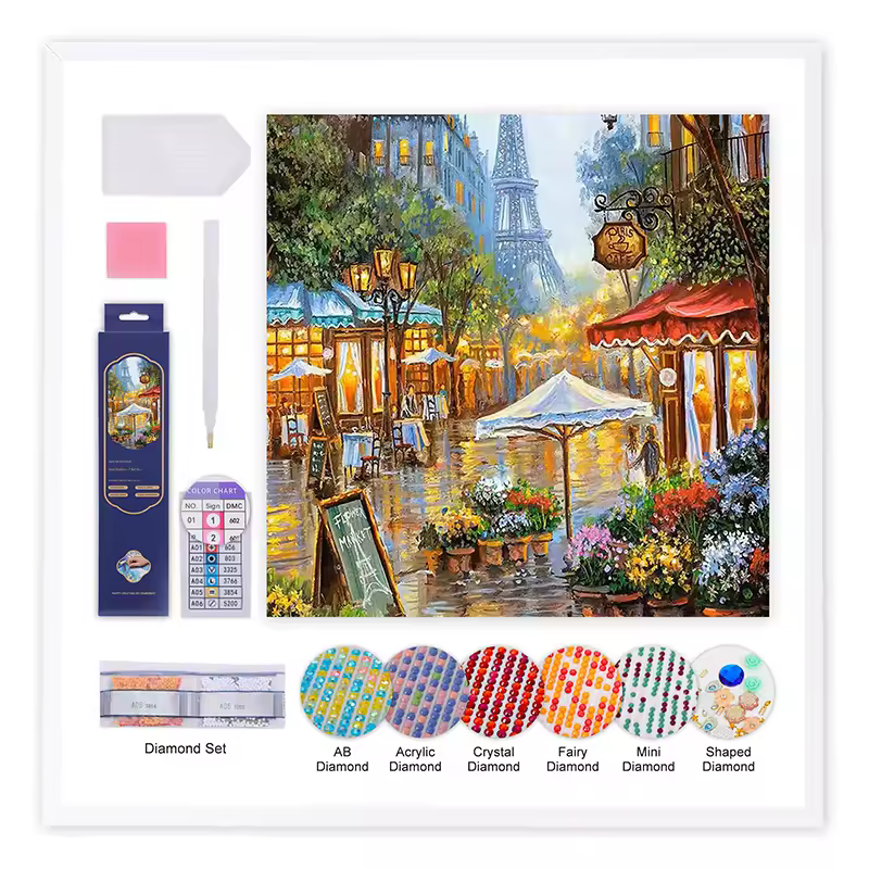 Custom City Garden Flower Shop 5d Diamond Painting Classic Style Diy Hanging Landscape Decoration Square Pattern Art