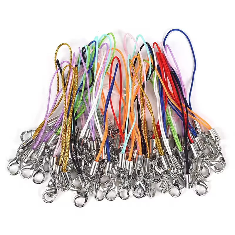 Colorful Strap Charm Cords Lariat Clip Lobster Clasp Wholesale Jewelry Findings Components Trinkets Cellphone Charms Crystal