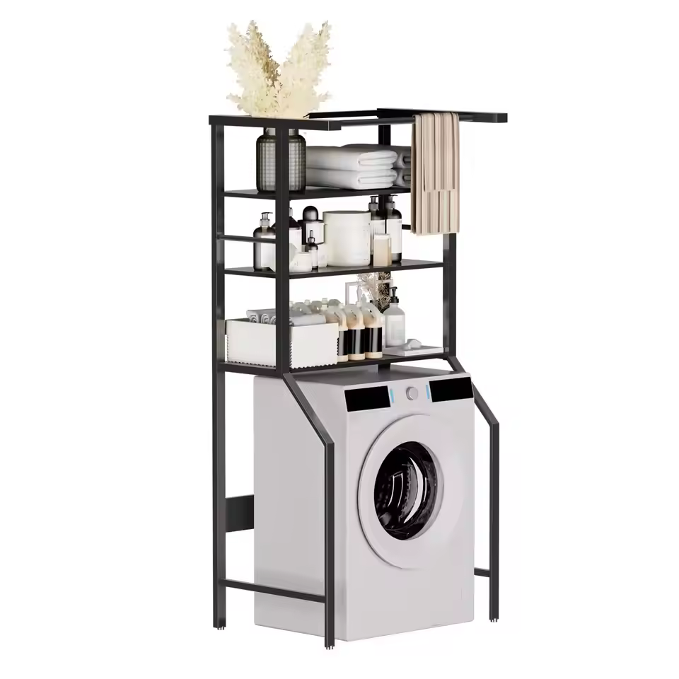 2025 New Design Heavy Duty Over Washer And Dryer Cloth Drying Rack With Wire Shelving