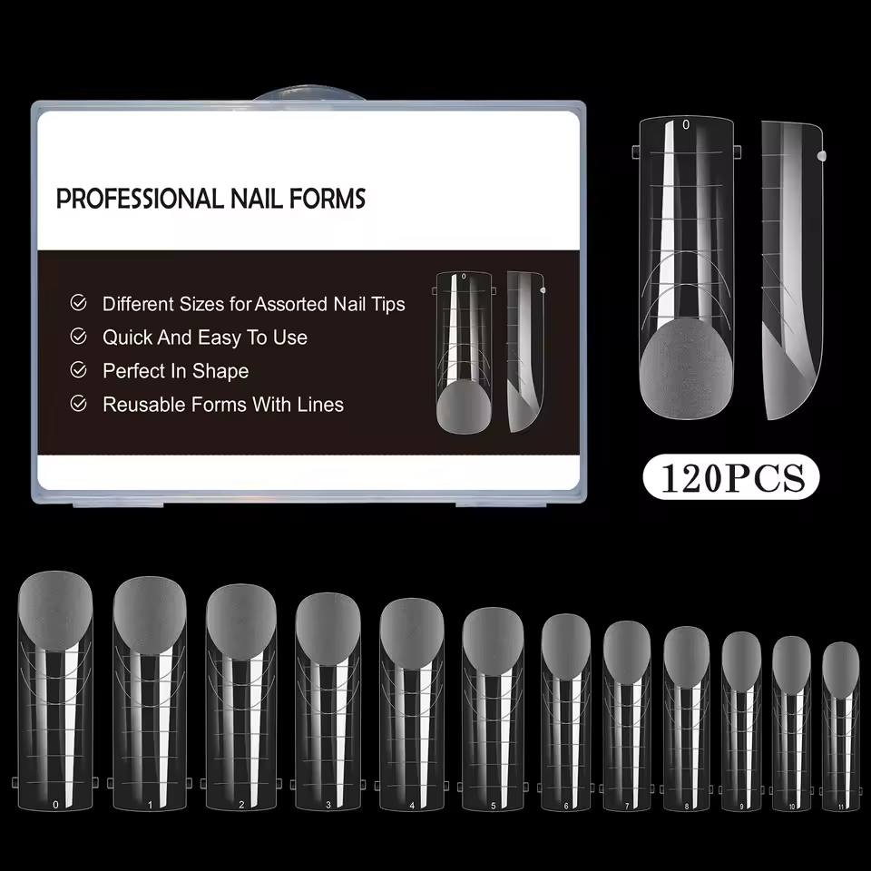 New Nail Dual Forms False Tips Extension Semi-frosted Crystal Full Cover Quick Building Gel Mold Tips