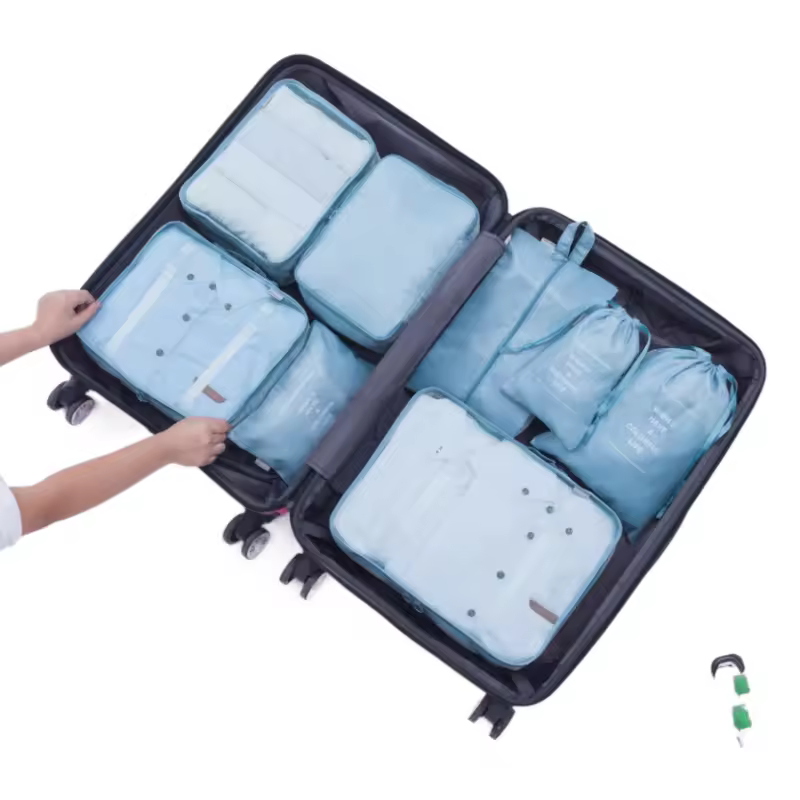 Direct Selling Travel Bags 6pcs Luggage Set Polyester Fashion Packing Cubes Duffel Toiletry Suitcase Organizer 7pcs Including
