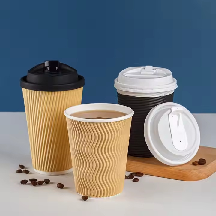 New Arrival China Wholesale Ripple Wall Bulk Disposable Coffee Paper Cup with Lid