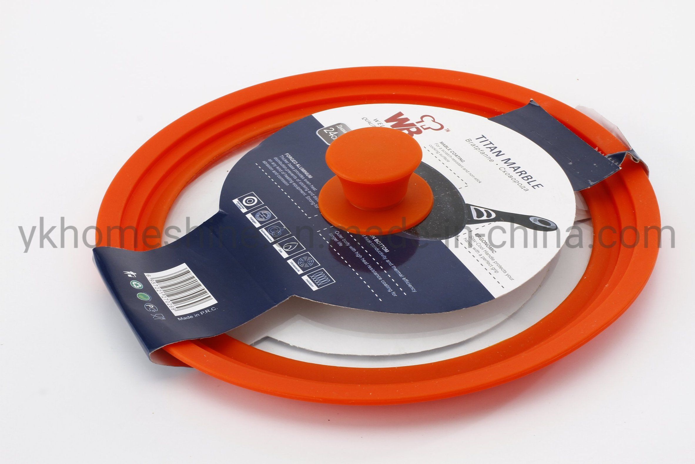 16cm-32cm Multi-Function Tempered Glass Pot Cover Lid with Toughened Silicone Rim