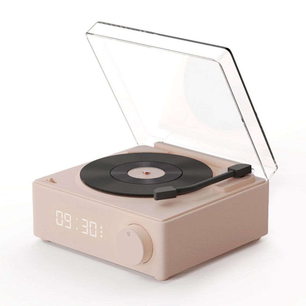X11 Clock Vinyl Record Player Turntable Player Stereo Sound Retro Bluetooth Speaker - Pink