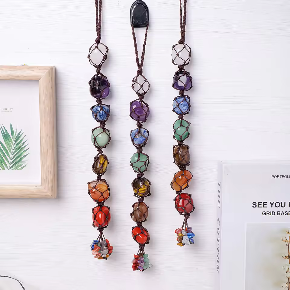Wholesale Natural Crystals Healing Stones Seven Chakras Tumble Stone Car Hanging For Home Decoration