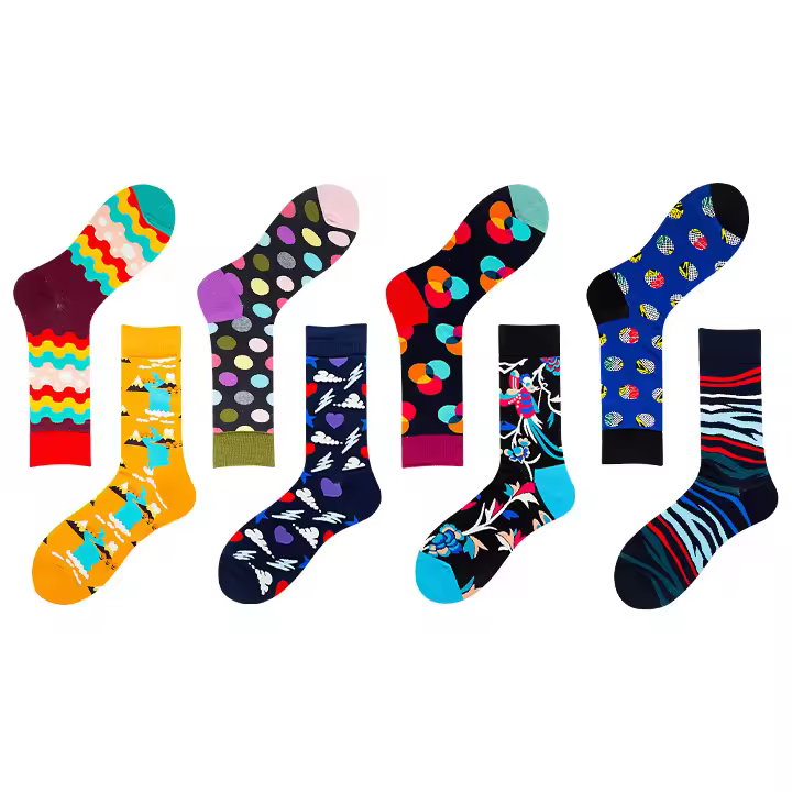 Wholesale Funny Crazy Colorful Funky Cool Mens Fashion Cotton Fancy Socks Sox Crew Cute Socks Stock Lot For Men